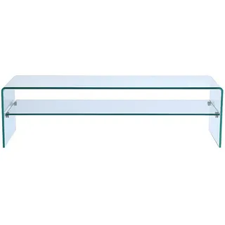 Vente-Unique Tv-Board, Transparent, Glas, Uni, Rechteckig, 140x40x40 cm, Wohnzimmer, Wohnwände, Lowboards, Lowboards stehend