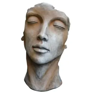 Skulptur Portrait Gesicht Frau H50cm Rosteffekt Steinguss Steinfigur Vidroflor Gartenskulptur + Original Pflegeanleitung von Steinfigurenwelt Giessen