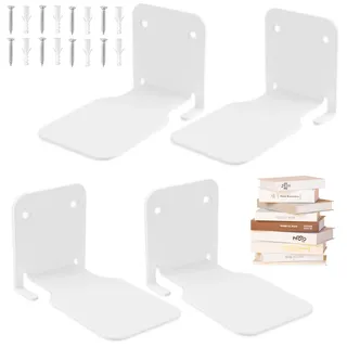 VEGOATY Unsichtbares Bücher-Schweberegal: 4er-Set Weißes Metall, Wandregal, Langlebig, für Schlafzimmer, Büro & Wohnzimmer (10.5x6.6x6 cm)
