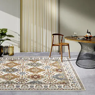 Villeroy & Boch Domenique bunt (creme,bunt), B:160cm H:3mm L:235cm, Polyester, Polypropylen, Teppiche, Outdoorteppich, Outdoor, Flachgewebe, wetterfest, Balkon, Garten, Klassisch, Terrasse