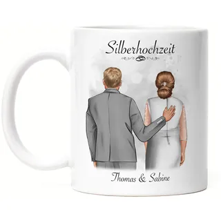 Kiddle-Design Silberhochzeit Tasse Personalisiert Silberne Hochzeit Bild Geschenk Hochzeitstag 25. Hochzeitstag Jubiläum für Paare