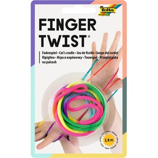 folia 33177 - Finger Twist Fadenspiel, in trendiger Regenbogen Optik, ca. 160 cm lang, Fingerspiel für Jungen und Mädchen ab 5 Jahre, ideal als kleines Geschenk, Mitgebsel und für den Schulhof