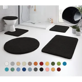 Kleine Wolke Badematte RELAX, Badvorleger, Badezimmer Teppich, Höhe 30 mm, rutschhemmend beschichtet, fußbodenheizungsgeeignet, Polyacryl, rechteckig, Badteppich, meliert, rechteckig, rund & als Set erhältlich schwarz rechteckig | 60 cm x 100 cm x 30 mm