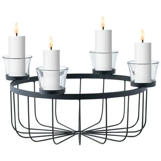 Marrakesch Orient & Mediterran Interior Kerzenständer Moderne Deko Adventskranz Kerzenständer Weihnachtsdeko Usha Schwarz schwarz