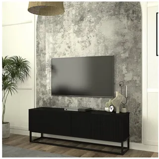[en.casa] Verpsboga TV-Lowboard 135 x 46,5 x 31,5 cm Schwarz Metall/Spanplatte