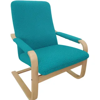 Domidekor Schwingsessel Bezug - Schwingstuhl Husse - Überzug für Relaxsessel - Abdeckung für Ruhesessel - Schutzhülle für Relaxstuhl - Oeko-Tex 100 - Elastisch Jacquard Fischgrät, Türkis