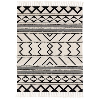 Wollteppich Billie, benuta, rechteckig, Höhe: 6 mm, Kunstfaser, Berber, Ethno-Style, Wohnzimmer schwarz|weiß 200 cm x 300 cm x 6 mm