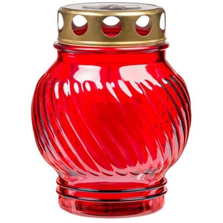 Glofrex S.C. Grabkerze Grablicht-Glas mit Kerze - rot - Höhe 13 cm - Brenndauer 16 h rot