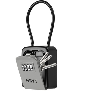 NBYT Tragbarer Schlüsselkasten mit Zahlenschloss, für Hausschlüssel, um einen Schlüssel draußen zu verstecken, wasserdichter Schlüsselsafe (kleine Größe mit Stahlseil)