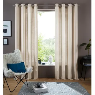 OTTO home Gardine OTTO HOME "Rudy" Gr. 2, beige (sand), B:140cm H:175cm, Leinen, Polyester, Gardinen, Gardine, Halbtransparent, Leinenlook, Polyester-Leinen-Mischung