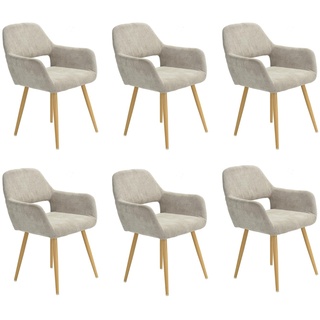 MEUBLE COSY Esszimmerstühle 6er Set Küchenstuhl Polsterstuhl mit Armlehne Sessel aus Stoff Wohnzimmerstuhl Metallbeine, Beige, 56x56x78cm