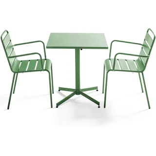 Oviala Palavas Gartenset Tisch quadratisch 3-tlg. mit Armlehnen Grüner Kaktus
