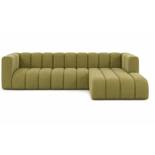 kaiser möbel Ecksofa Velours L-Form 3-Sitzer Olivgrün
