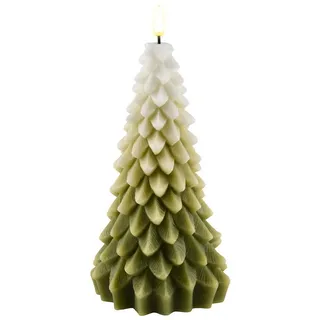 Weihnachtsbaum LED Kerze Weiß/Grün 18cm