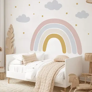 Mica-Mica Regenbogen Wandtattoo fürs Kinderzimmer, Wanddeko, Wandsticker (Altrosa Senf, X-Large)