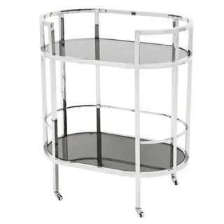 Casa Padrino Luxus Bar Trolley Servierwagen aus Edelstahl und Glas 70 x 43 x H. 81 cm - Luxus Hotel & Restaurant Einrichtung Möbel
