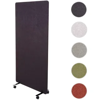 Akustik-Trennwand HWC-G77, Büro-Sichtschutz Raumteiler Pinnwand, doppelwandig rollbar Stoff/Textil ~ 167x80cm braun-grau