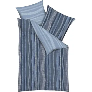 KAEPPEL Curvy Gestreift Blau 135 x 200 cm + 80 x 80 cm
