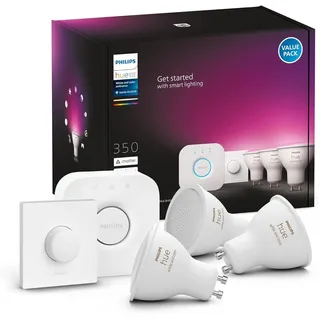 Philips Hue Starter Set Kit 3x GU10 Bridge Smart Button White Color Ambiance LED