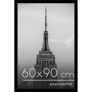 Americanflat Bilderrahmen 60x90 cm - MDF-Holz - Schwarz | Bruchsichere Plexi-Scheibe, integrierte Aufhängung für Hoch- und Querformat, für Fotos, Poster und Kunstdrucke