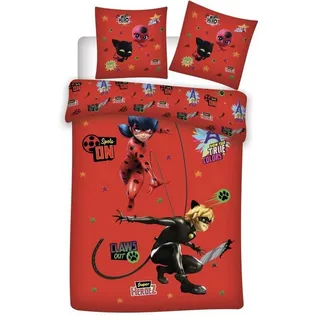 Miraculous - Ladybug Bettwäsche Miraculous Ladybug Cat Noir Kinderbettwäsche, Mikrofaser, 135-140x200 cm Deckenbezug, 63x63 cm Kissenbezug rot