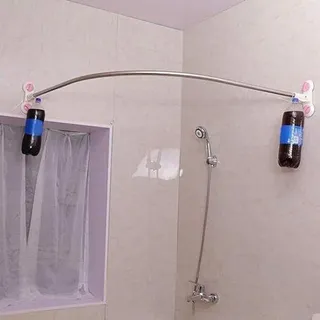 Duschstange 110-180cm für Ecken, mit 2 Installationsmethoden und freier Vorhangbewegung