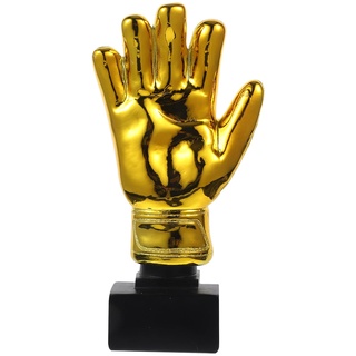 HOMSFOU Gold Award- Troph?e mit Basis- Torhüter- Plattieren von Harz Goalie Handschuhe Form Fussball Spiel Award Cups Awards Preise Spielzeug für Schulspiele Party Requisiten Trophy