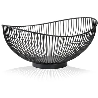 CALUTEA Moderne Obstschale // Metall // Stahlgrau - Schwarz // dekorativer Designer Obstkorb