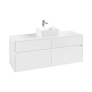 Waschbeckenunterschrank 140 x 55 cm Glossy White
