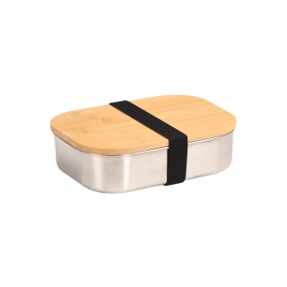Kesper Lunchbox, Metall, Bambus, FSC 18021 , Maße (B x T x H) : 21 x 6 x 15,7 cm, Füllmenge: ca. 1000 ml