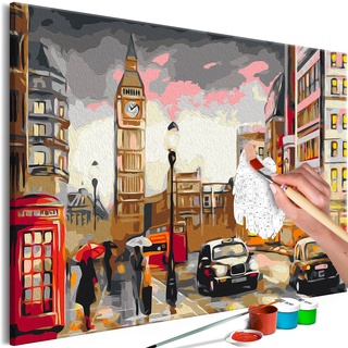 murando - Malen nach Zahlen London Big Ben Stadt 60x40 cm Malset mit Holzrahmen auf Leinwand für Erwachsene Kinder Gemälde Handgemalt Kit DIY Geschenk Dekoration d-A-10012-d-a