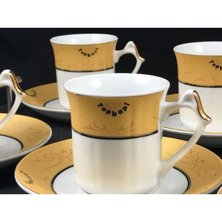 Topkapi – 12-TLG Tassen-Set Gloria Gold, als Kaffee-Set, Tee-Set, Espresso-Set, Porzellan mit Golddekor, für 6 Personen