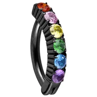 PIERCINGLINE Titan Bauchnabelclicker BOGEN + EINGEFASSTE BUNTE KRISTALLE