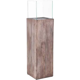 VIVANNO Windlichtsäule Windlicht Recycling Holz Candela Braun, 100x27x27 cm