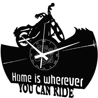 Instant Karma Clocks - Vinyl Wanduhr | Motorradrennen | Motorrad Silhouette Design | Moto | Geschenkidee Dekorativ