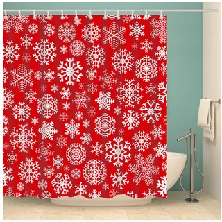 BTTO V&G Duschvorhang Badezimmer Vorhang mit Haken,Weihnachts-Duschvorhang Breite 180 cm (1-tlg), Antischimmel Umweltfreundlich,für Badezimmer