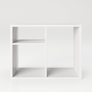 Fortuna - Bücherregal, Büroregal, Raumteiler mit 3 Fächern, asymmetrische Aufteilung, weiss