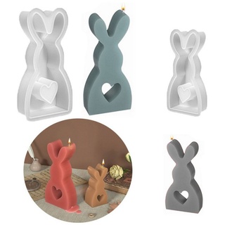Daisred Modellierwerkzeug 2 Stück 3D Ostern Kaninchen Silikonformen Gießformen weiß