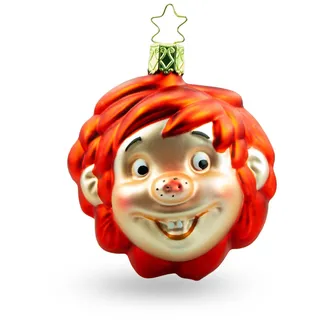 Bavariashop | Pumuckl Weihnachtskugel aus Glas | Lustige Weihnachtskugeln als Christbaumschmuck | Mundgeblasener Baumschmuck 7x7 cm