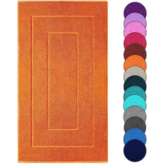 Lashuma Badematte 50x90 cm, London ausgefallener Badläufer groß saugstark Clementinen - Orange