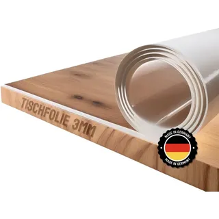 Trente Tischfolie 3mm dick - Tischschutz mit abgeschrägten Kanten - transparente Tischdecke Eckig - Schutztischdecke Größe wählbar - Schutzfolie Abwaschbar - 90x100
