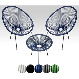 sunnypillow Acapulco Sessel 2er Set 2 x 59 x 59 x 108 cm blau