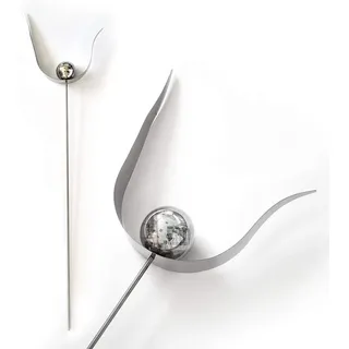 K&L Wall Art Gartenstecker Edelstahl Gartenstecker Silber Blume Teich Gartendeko Deko Kugel Sonne im Mond, 110cm groß silberfarben