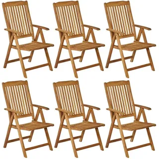 Garland® Gartenstuhl Bari 6er-Set Teakholz Klappbar