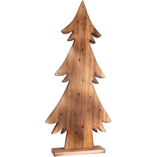 LED Stehlampe Weihnachtsbaum Holz Pinie Außen Weihnachtsdeko IP44 Innen Holzdeko X-Mas, Timer, Batteriebetrieben, warmweiß, BxH 40x90 cm