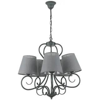 Licht-Erlebnisse Pendelleuchte PURAHT, ohne Leuchtmittel, Pendelleuchte Pendelleuchte Stoff Landhausstil Hängelampe Esstisch grau