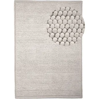 Wollteppich HOME AFFAIRE "Seebu Loop" Teppiche Gr. B/L: 70 cm x 140 cm, 10 mm, 1 St., weiß Esszimmerteppiche reine Schurwolle, Kurzflor, grobe Struktur