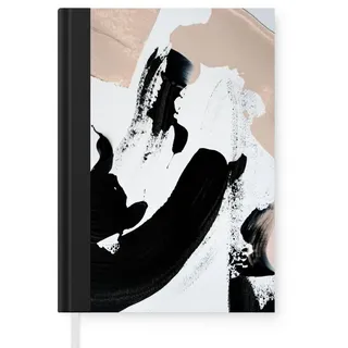 MuchoWow Notizbuch Schwarz - Abstrakt - Design, Notebook, Notizblock a5, Tagebuch, Journal Liniert schwarz