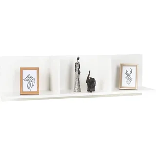 RICOO Wandregal 106 x 30 x 22 Weiß Matt Spanplatte aus Holz Hängereral WM014-WM Regal Wand Bücherregal Bilderregal Fotoregal Küchenregal Hängend Wandboard Würfelregal Schweberegal