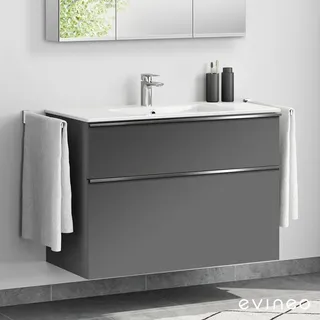 Evineo ineo4 Unterschrank B: 100 cm, 2 Auszüge, mit Griff, für evineo ineo Waschtisch,, BE0202AN,